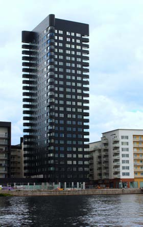 Årstadal, 22 våningar, 75 meter. Arkitekt: Wingårdhs.