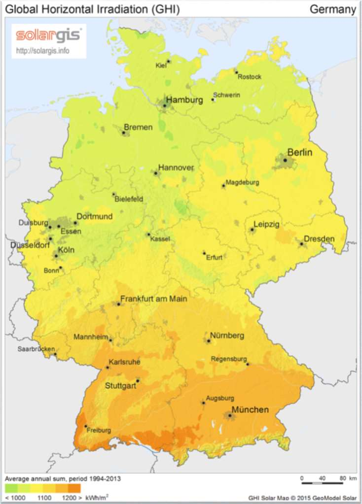 SOLINSTRÅLNING I TYSKLAND» Södra Sverige och norra Tyskland har ungefär samma solinstrålning» Varför så mycket solel i Tyskland?
