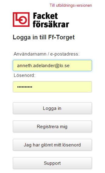 Registrera dig Har du redan inloggningsuppgifter, fyller du i dem och klickar på Logga in.