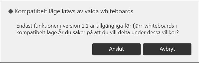 Delta i en Fjärrstyrd Whiteboard-session När den fjärrstyrda whiteboardtavlan som du vill ansluta dig till är öppen med begränsade tillgängliga funktioner kan inte de deltagande whiteboardtavlorna