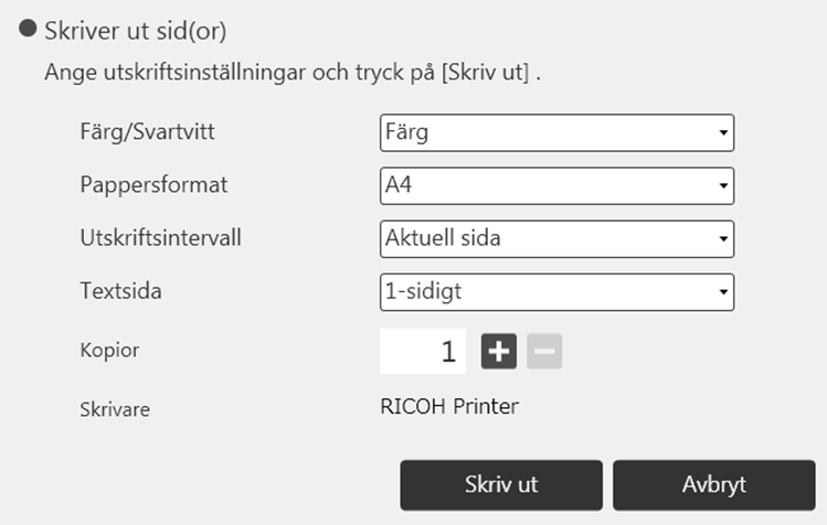 2. Använda en whiteboard Installera drivrutinen för bläckstråleskrivare för att kunna använda en bläckstråleskrivare. Du kan ladda ner drivrutinen från Ricohs hemsida.