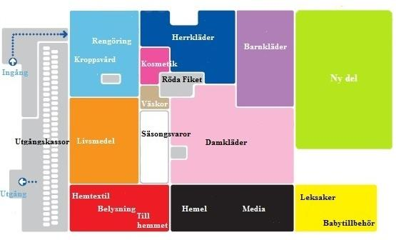 2 Objektbeskrivning Figur 3. Skiss över markplanets uppdelning (Gekås Ullared AB, 2012). 2.5 Dimensionerande personantal Varuhuset har i dagsläget en total kapacitet på 5 000 personer.