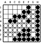 B4 Greenberg, en ganska ovanlig fortsättning på Rose (16%). 12.B6 13.E6 14.F3 15.A5 16.A6 17.E2 18.F2 19.D2 20.D1 21.E1 22.F1 23.C2 24.A4 Draget är klart bättre än 39.