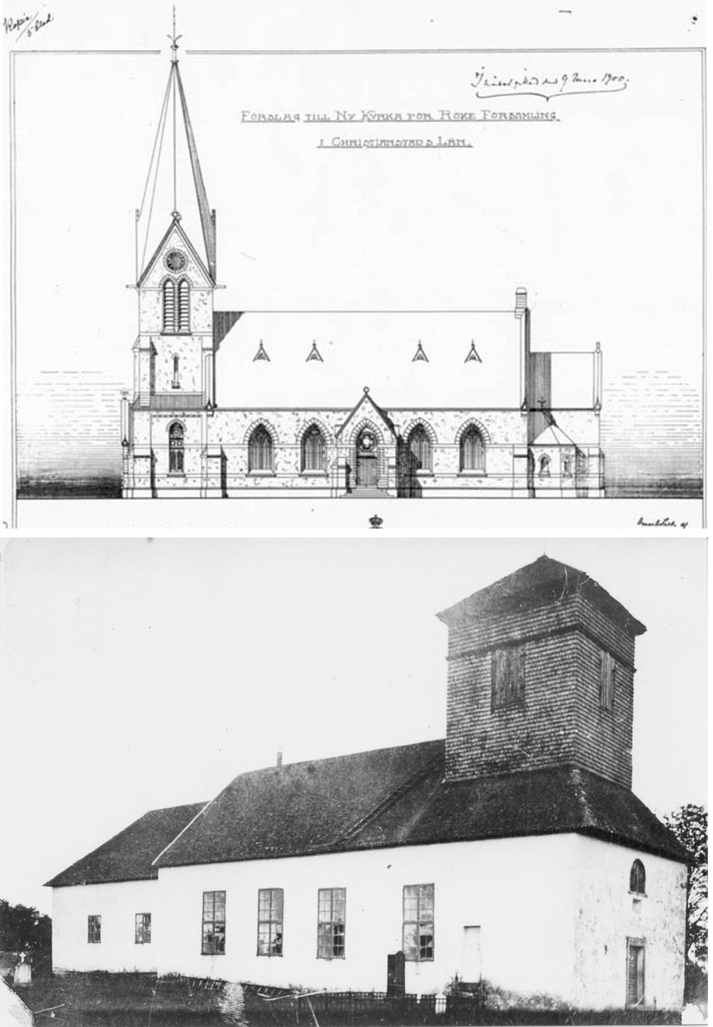 Historik i korthet Sent 1100-tal Den gamla kyrkan uppförs. 1816 Kyrkan byggs ut åt väster. Kyrkklockan från 1400-talet flyttas. 1833 Koret byggs ut. 1836-37 Kyrkogården utvidgas.