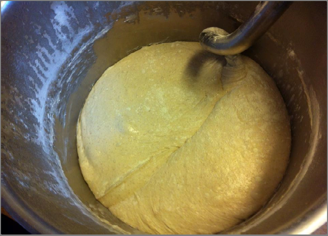 Surdegsbaguette: Ingredienser till fördegen Fördeg Gram Dinkelmjöl Vatten Jäst Surdeg 100 g 300 g ca 500g 20 g 200 g Rör ihop alla ingredienser till en trögflytande smet och låt jäsa.