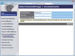 2. Webbkontroll 2.1 Webbkontroll för projektor (fortsättn.) 2.1.9 Säkerhetsinställningar Visar och konfigurerar lösenord och andra säkerhetsinställningar.