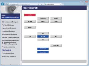 2. Webbkontroll 2.1 Webbkontroll för projektor (fortsättn.) 2.1.11 Fjärrkontroll Du kan använda webbläsaren för att kontrollera projektorn.