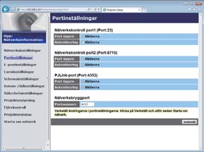 4. Andra funktioner 4.3 Kommandokontroll via nätverket Du kan konfigurera och kontrollera projektorn via nätverket med hjälp av RS- 232C-kommandon.