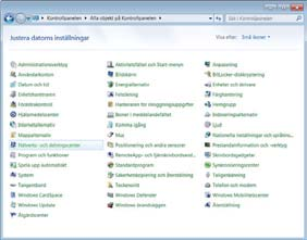 2 Nätverksinställningar Detta är en förklaring av inställningarna för nätverksanslutningen för Windows 7. 1) Logga in på Windows 7 som administratör.