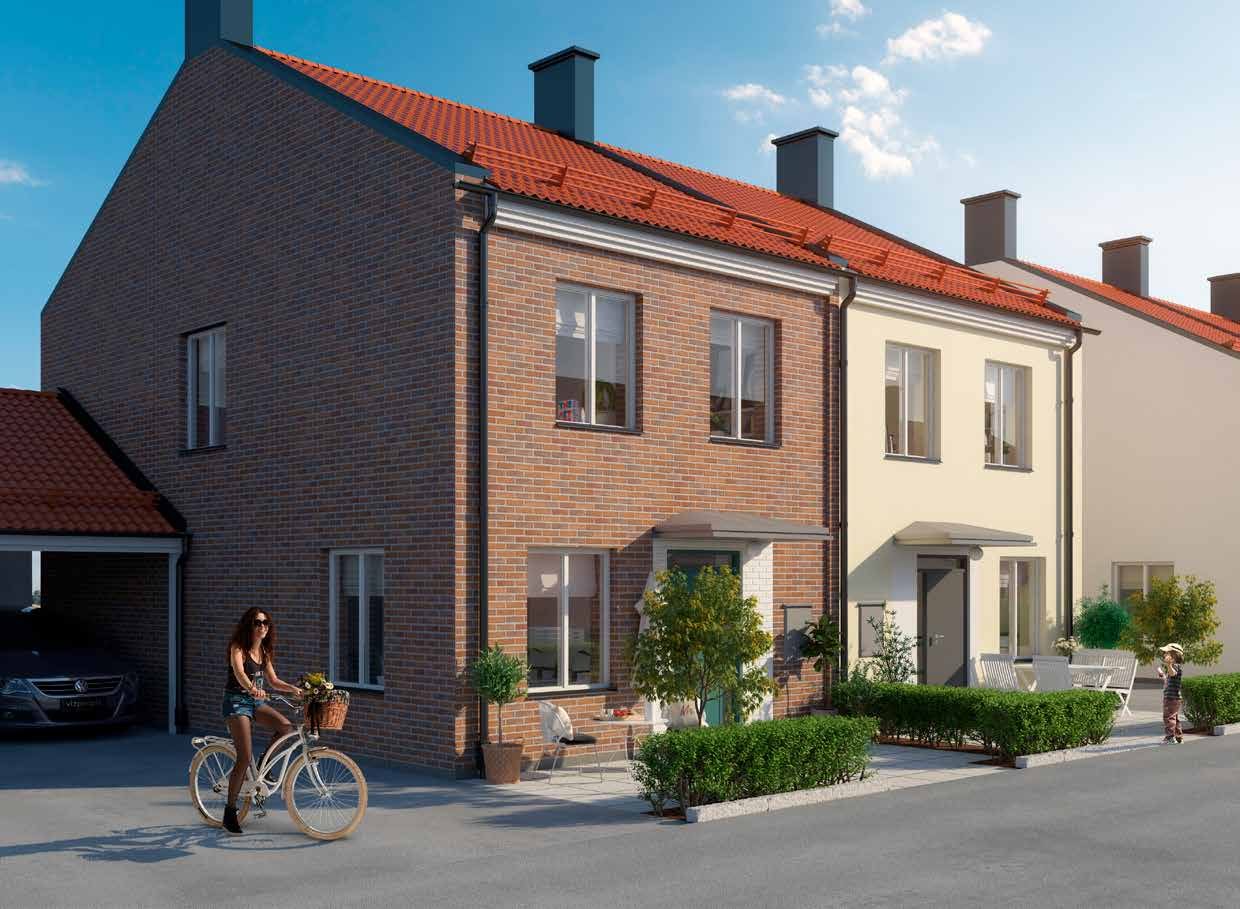 PRISBELÖNTA PARHUS MED CHARM PARHUSEN består av 20 bostäder på 112 kvm, fördelade på 10 vackra parhus. Husen är ritade av arkitekt Mats Elgström på LBE Arkitekt.