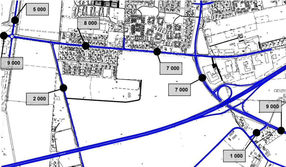 1.1 Vägnät Figur 1 visar större delen av det befintliga vägnätet kring planområdet. Figuren visar även kollektivtrafikstråk samt gång- och cykelvägar i området.