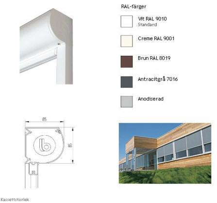 Brustor B-1085 screen Brustor B-1085 är en effektiv solskyddsscreen, som fungerar enligt rullgardinsprincipen med den skillnaden att rummet innanför inte mörkläggs.