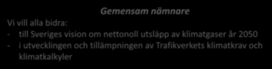 miljökonsulter, projekteringsingenjörer, LCA-samordnare, kalkylsamordnare, materialleverantörer, produktutvecklare, KMA-ingenjörer med mera.