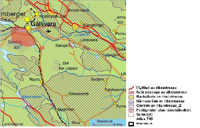 Plansituation Kulturhistoriska värden Naturvärden Gällivare kommuns översiktsplan, antagen 1991 och aktualiserad 1998 redovisar Aitik som ett område för gruvnäring.