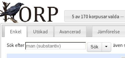 lemgram-sökning i Korp ger