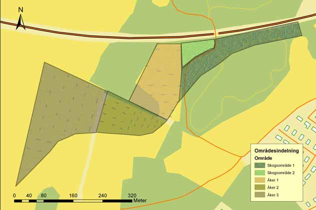 Fig. 2. Utredningsområdet med de olika indelningarna.