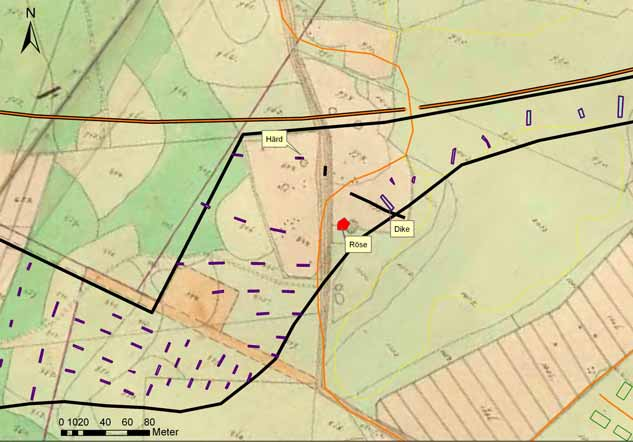 Tolkning och åtgärdsförslag Den påträffade härden tolkas om rester efter en boplats som legat på åker 1 och som kan sträcka sig in i skogsområde 1 och 2.