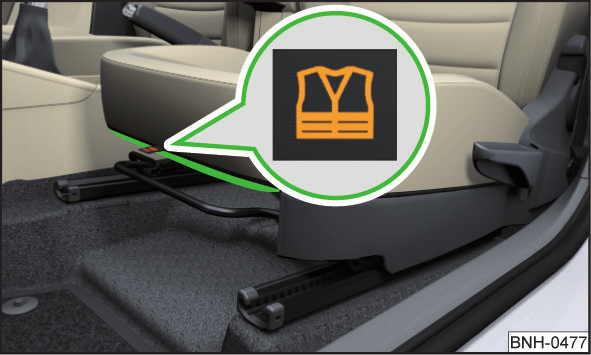 kan skada passagerarna. förbandslådans utgångsdatum. Vi rekommenderar användning av förbandslåda och varningstriangel ur sortimentet ŠKODA originaltillbehör som kan erhållas från en ŠKODA-partner.