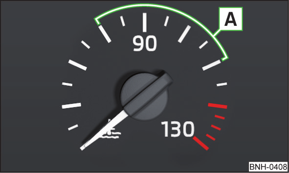 Varning vid hastighetsöverskridelse När hastigheten 120 km/h överskrids ljuder en akustisk varningssignal 1).