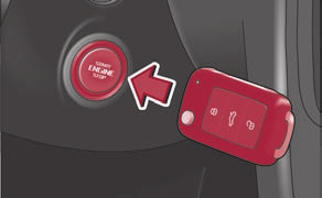 122 Start och körning Motornödstart Meddelanden i kombiinstrument Om det föreligger ett fel i den elektriska styrspärren, visas i informationsdisplayen* resp.