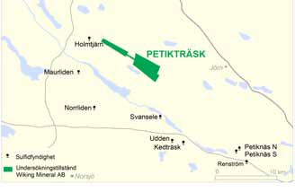 Petikträsk Projektet Petikträsk är beläget i den centrala delen av Skelleftefältet cirka 70 kilometer väster om Skellefteå.