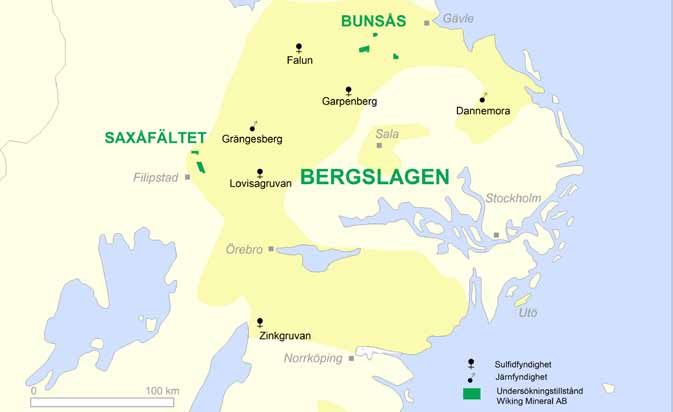 BERGSLAGEN Bergslagen är en malmprovins med historiska anor där metaller har producerats i mer än 1.000 år. Liksom i Skelleftefältet utgörs den malmförande berggrunden av vulkaniska bergarter.