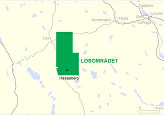 MELLANNORRLAND Losområdet Projektet Losområdet är beläget cirka 50 km väster om Ljusdal. Wiking Mineral innehar här undersökningstillstånd med en total areal av 12.800 hektar.