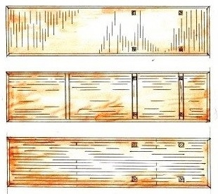 Däcksmönster Längs- eller tvärgående däckspaneler, utspridda spontana panelskarvar eller skarvar mot