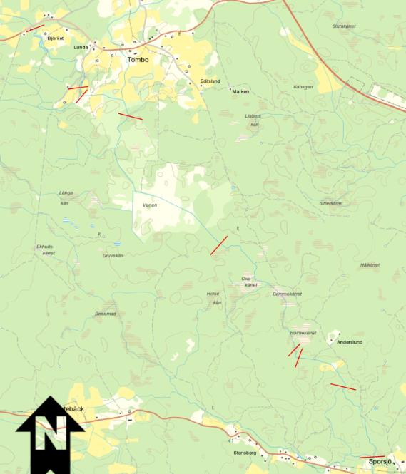 20-27. Sträckan börjar där en delning finns vid Sporsjö. En udda kvarn noterades här. Vi bedömde att mest vatten gick i den östra fåran, därav karterades denna. Skog nära vattendraget.