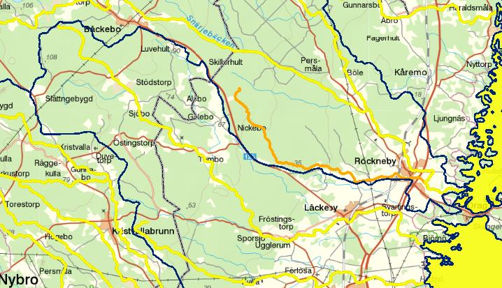 Omfattning Hela åns huvudfåra karterades. Sträckan var totalt 33 km. Kartan nedan visar biotopkarterad sträcka och Åbyåns avrinningsområde. Figur 3.