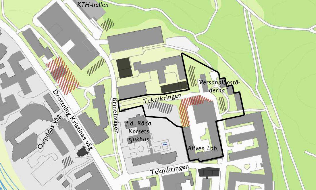 C. Studentbostäder vid Teknikringen, del av Norra Djurgården 1:1 och 1:49 Diarienummer 2013-02077 SID 11 (15) C Preliminär planavgränsning i svart.