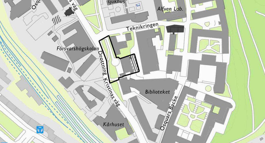 A. Studentbostäder vid Drottning Kristinas väg 24, del av Norra Djurgården 1:49 Diarienummer 2013-02081 SID 9 (15) A Preliminär planavgränsning i svart.