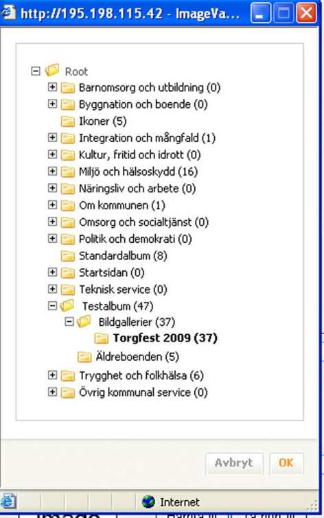 upp en dialogruta med ImageVaults mappstruktur. 7.