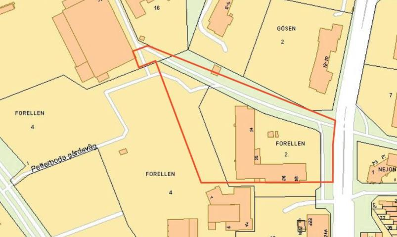 Areal och markägoförhållanden FORELLEN 15 Ovan redovisas de fastigheter som berörs av detaljplanen.