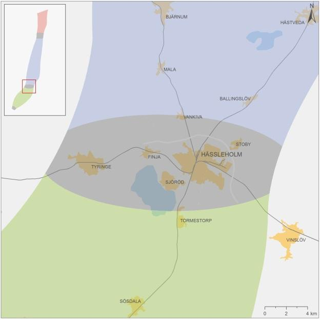 Figur 6. Utredningsområdet för Hässleholm, indelat i västligt, centralt 3.3. Tidsmässig avgränsning för utredningen Åtgärdsvalsstudien genomförs under perioden juni 2015-mars 2018.