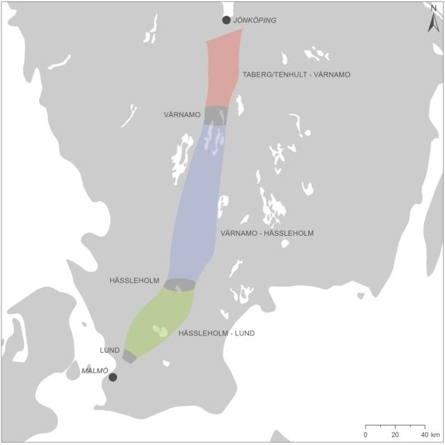 Utredningsområdet för sträckan Jönköping-Malmö är omfattande.