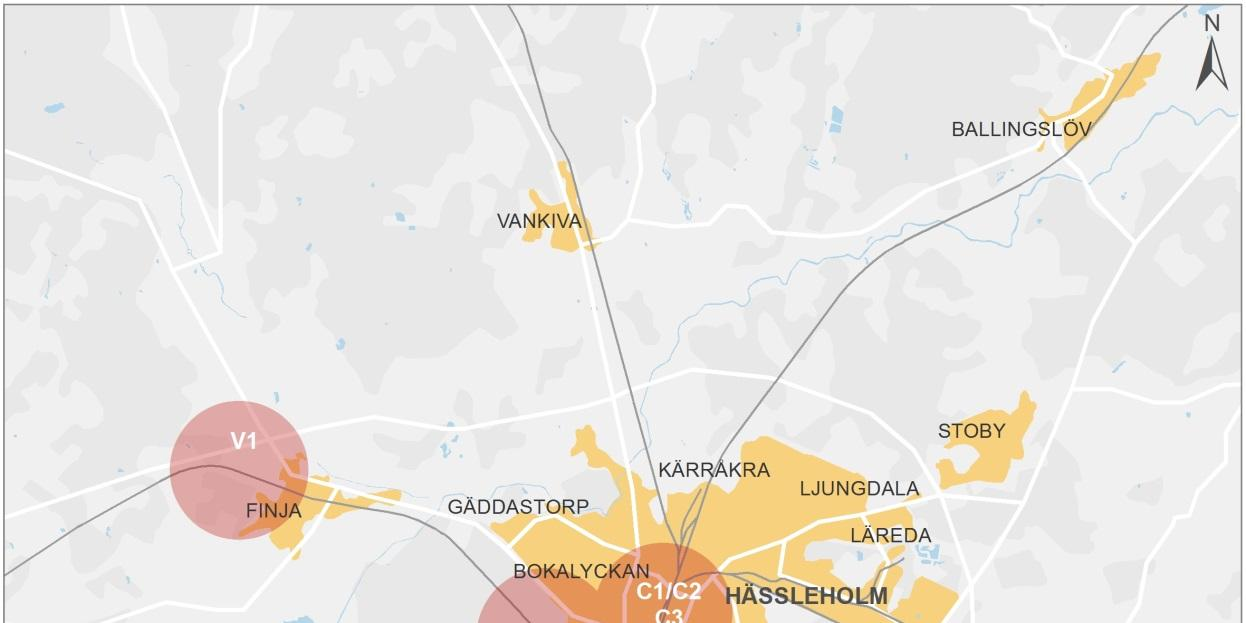 7.2. Utredda stationslägen Stationslägesalternativen togs fram gemensamt under workshop 1. Utifrån landskapsanalysen och spårtekniska lösningar identifierades 6 alternativ. Figur 33.