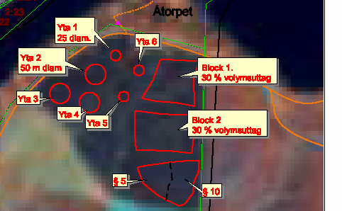 RAPPORT NR 22/2008 Figur 21. Översiktskarta och detaljkarta över försöks- och demonstrationsytorna i Halåsen. Block 1 och 2 utgör själva försöket med volymblädningen.