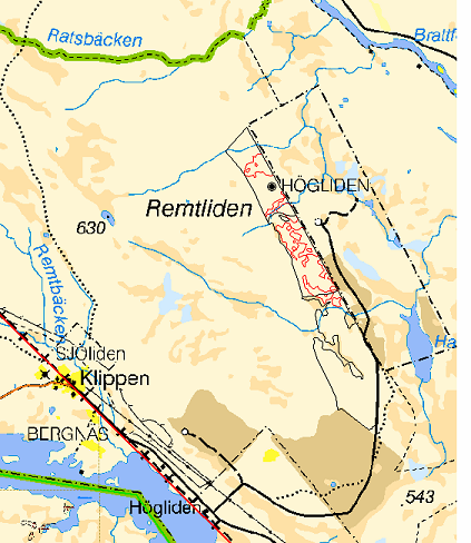 RAPPORT NR 22/2008 Remtliden demonstrationsyta Remtliden ligger på Statens Fastighetsverks (SFV) mark, ca 4 mil från Sorsele inom Arjeplogs kommun (figur 24).
