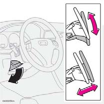 02 Instrument och reglage Rattinställning, parkeringsbroms Rattinställning Parkeringsbroms (handbroms) Om bilen rullar måste spaken dras upp ytterligare.