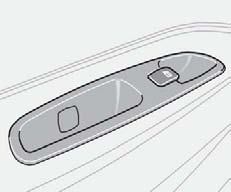 02 Instrument och reglage Elektriska fönsterhissar Fönsterhissar i bakdörrarna 02 Bakdörrarnas fönster kan manövreras med reglage på respektive dörr eller med strömbrytaren på förardörren.