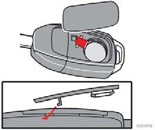 05 Lås och larm Nycklar och fjärrkontroll Byte av batteri i fjärrkontrollen 05 Om låsen vid upprepade tillfällen inte reagerar på signal från fjärrkontrollen vid normalt avstånd, bör batteriet bytas.