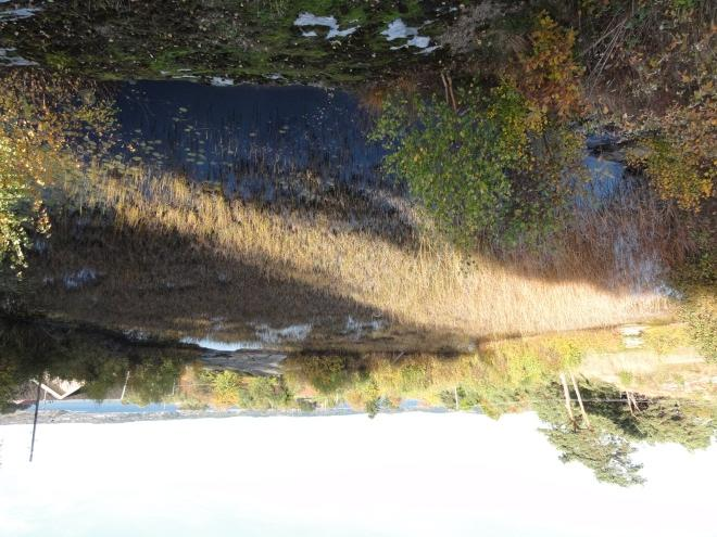 096 Dammen kantas av berg i dagen utom i en grop av finsand med ca en meters djup. Bild 4. Vy åt NV.