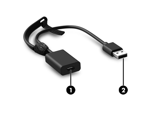Adapterkomponenter Komponent Beskrivning (1) USB Type C-port Används för att ansluta adaptern till dockningsstationen. (2) USB 3.0-uttag Ansluter dockningsstationen till en USB 3.