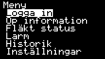 10 Fabriksåterställning av kontrollenheten 1 Välj raden Logga in med hjälp av piltangenterna, tryck därefter ENTER.