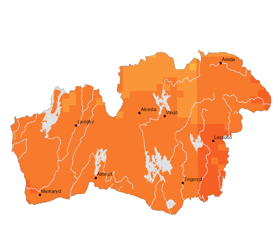 Dygnsmedeltemperaturer över 17 C ger inget bidrag.