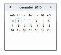 FORMULÄR STEG 6 CALENDAR <TextBlock Text="Jag kan tidigast börja" Grid.Row="4" HorizontalAlignment="Right" VerticalAlignment="Top" Margin="5" /> <Calendar Grid.Row="4" Grid.