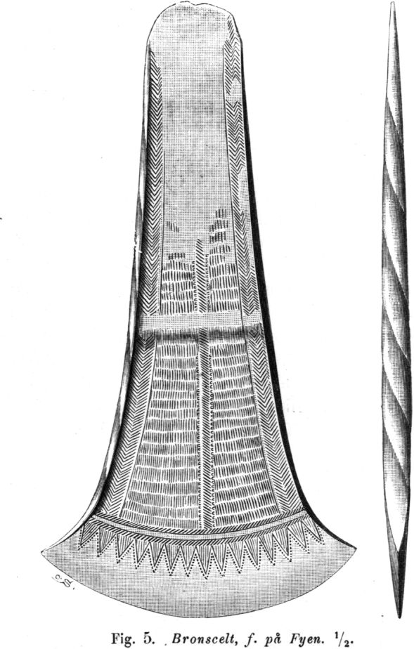 134 OSCAR MONTELIUS. Af deni är en afbildad, fig. 5. Den är funnen på Selschausdals gods nära Slagelse på Fyen1.