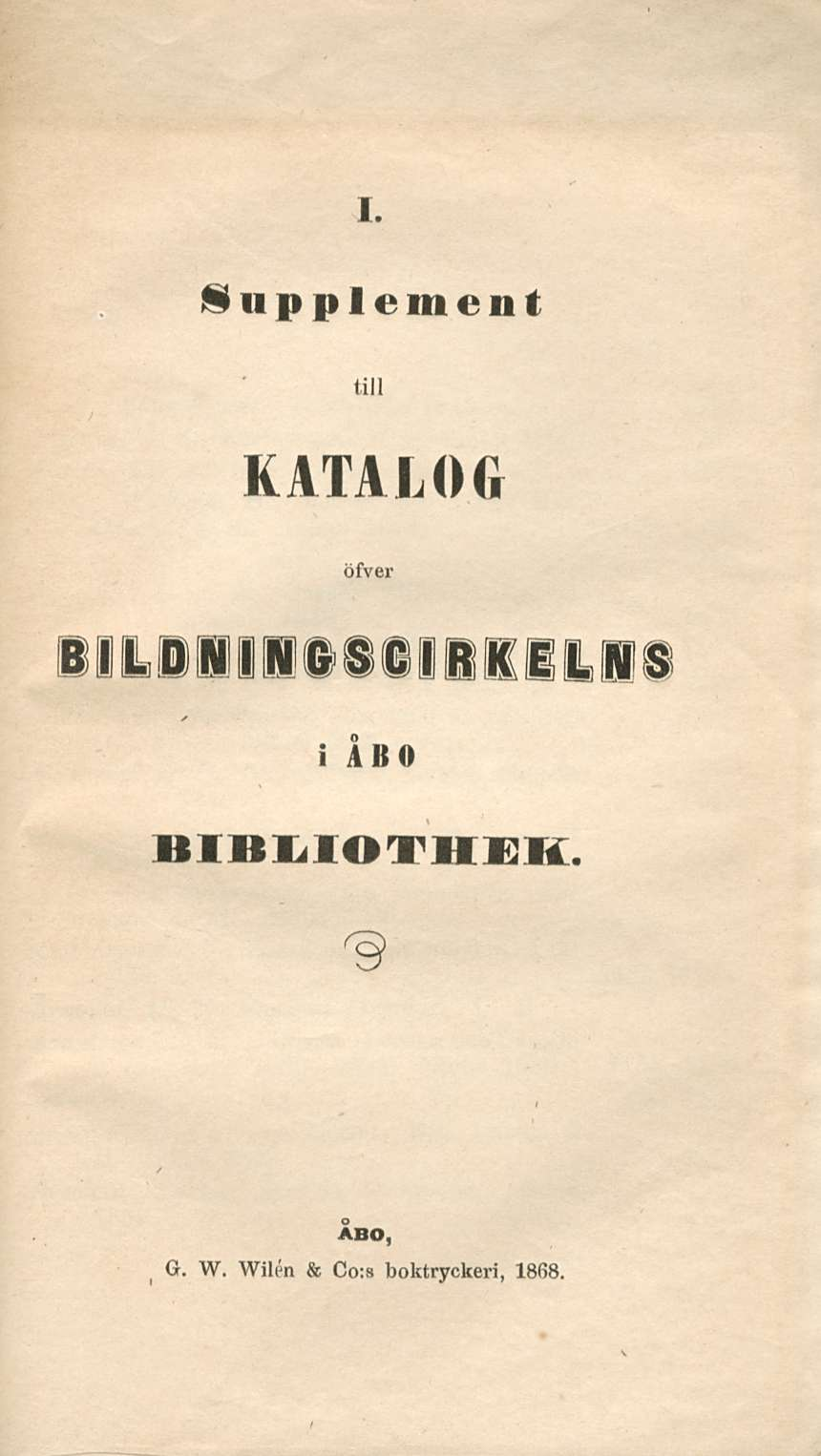 i iupplement tm KATALOf öfver llllllittlmllli i ÅBO