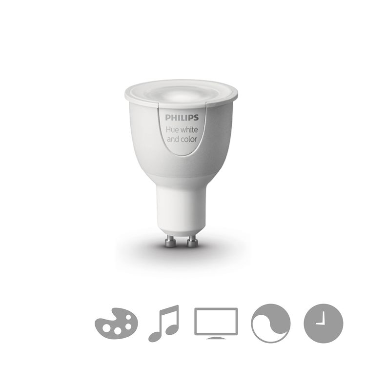 Broschyr före försäljning för Sverige () Philips Vit och färg Enkel lampa GU10 8718696485880 Oändliga möjligheter Sammankopplad med dig Inkludera en vit och färgad atmosfärisk Philips Hue-glödlampa i